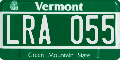 VT license plate LRA055