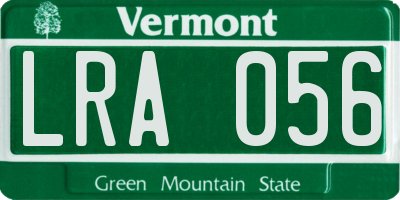 VT license plate LRA056