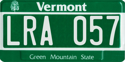 VT license plate LRA057