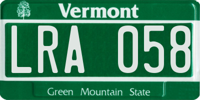 VT license plate LRA058