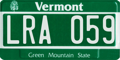 VT license plate LRA059