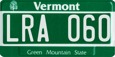 VT license plate LRA060