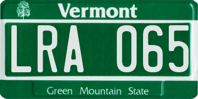 VT license plate LRA065