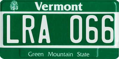 VT license plate LRA066