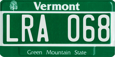 VT license plate LRA068