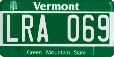 VT license plate LRA069