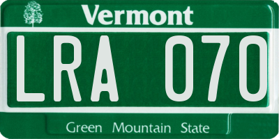 VT license plate LRA070