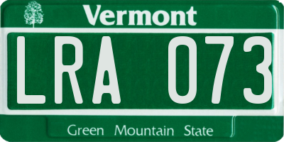 VT license plate LRA073