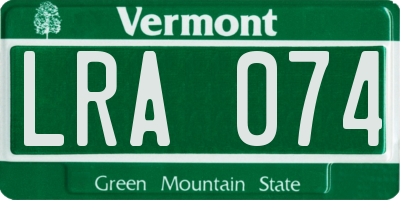 VT license plate LRA074