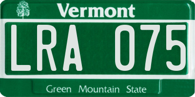 VT license plate LRA075
