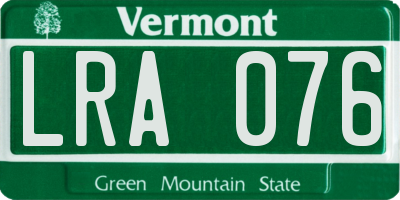 VT license plate LRA076
