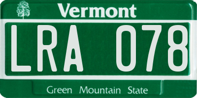 VT license plate LRA078