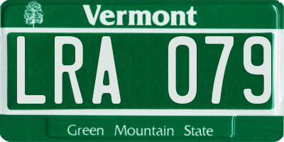 VT license plate LRA079
