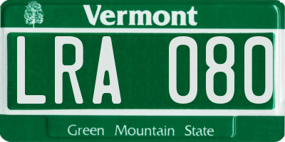 VT license plate LRA080