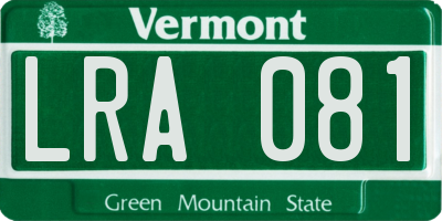 VT license plate LRA081