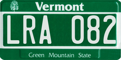 VT license plate LRA082