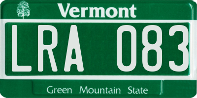 VT license plate LRA083