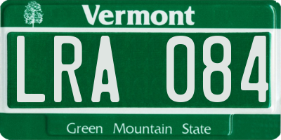 VT license plate LRA084