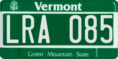VT license plate LRA085