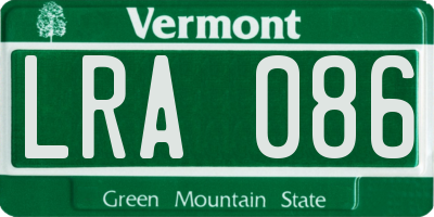 VT license plate LRA086