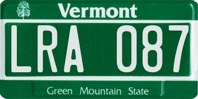 VT license plate LRA087