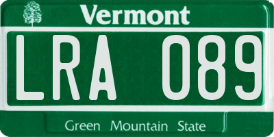 VT license plate LRA089