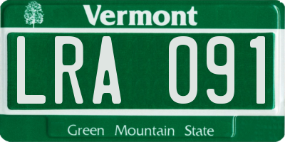 VT license plate LRA091