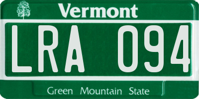 VT license plate LRA094