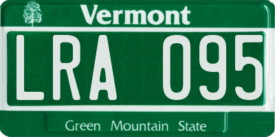 VT license plate LRA095