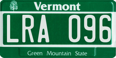 VT license plate LRA096