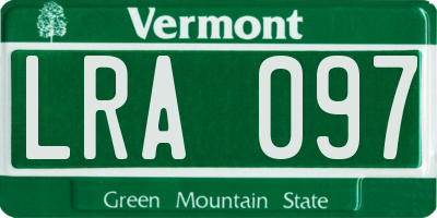 VT license plate LRA097