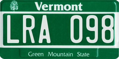VT license plate LRA098