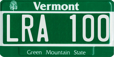 VT license plate LRA100
