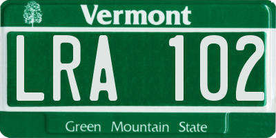 VT license plate LRA102