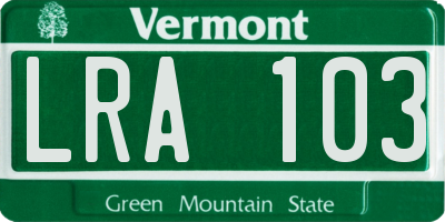 VT license plate LRA103