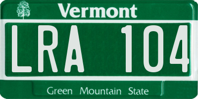 VT license plate LRA104