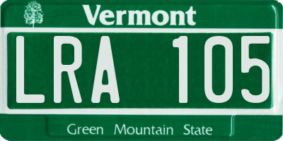 VT license plate LRA105