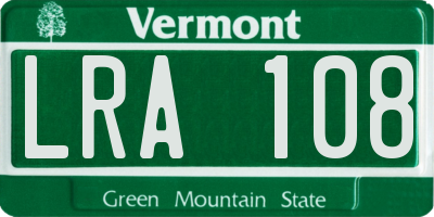 VT license plate LRA108