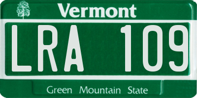VT license plate LRA109