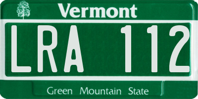 VT license plate LRA112