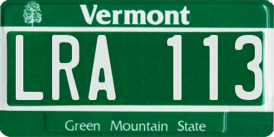 VT license plate LRA113