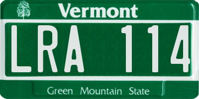 VT license plate LRA114