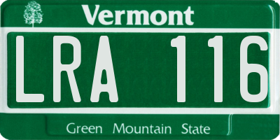 VT license plate LRA116