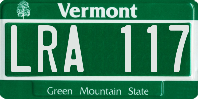 VT license plate LRA117