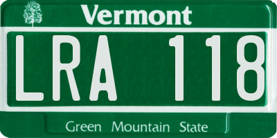 VT license plate LRA118