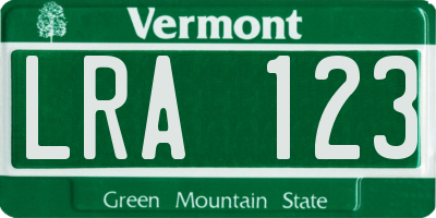 VT license plate LRA123