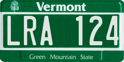 VT license plate LRA124
