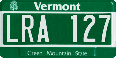 VT license plate LRA127