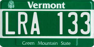 VT license plate LRA133