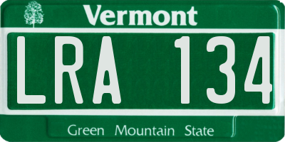 VT license plate LRA134